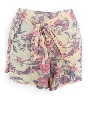 Free People Floral Tie-Front Skort — Pink, Cream & Purple